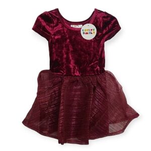 Dot Dot Smile Size 2T Dress Burgundy Velvet Fancy Cap Dress Tulle Toddler